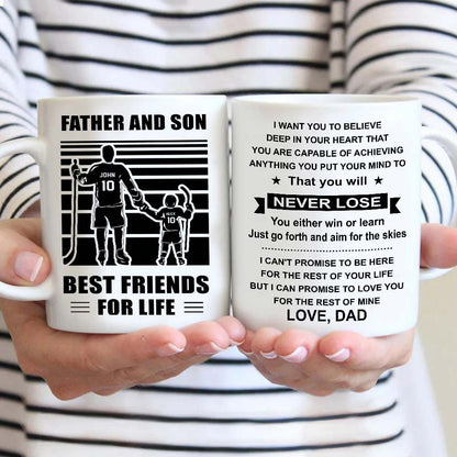 Basketball Be strong-Personalized Mug Father And Son Best Friends For Life - Message on the back side