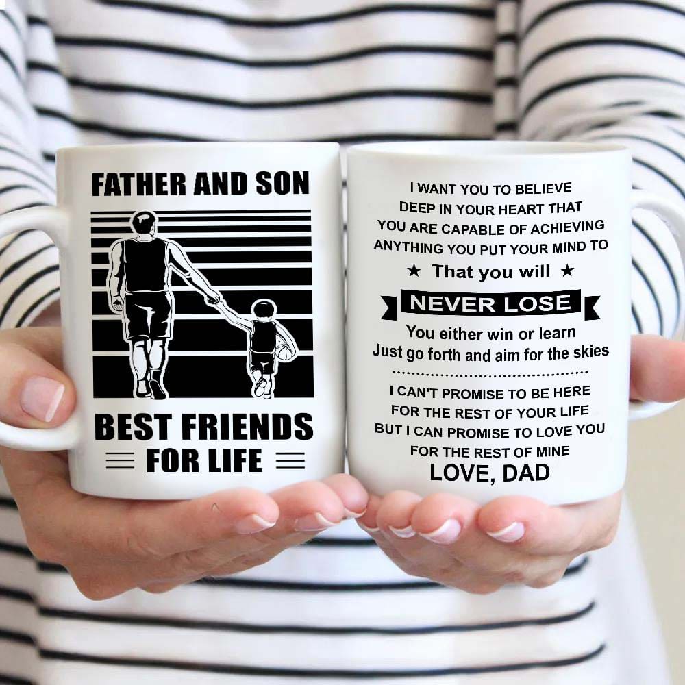 basketball be strong-personalized mug father and son best friends for life - message on the back side