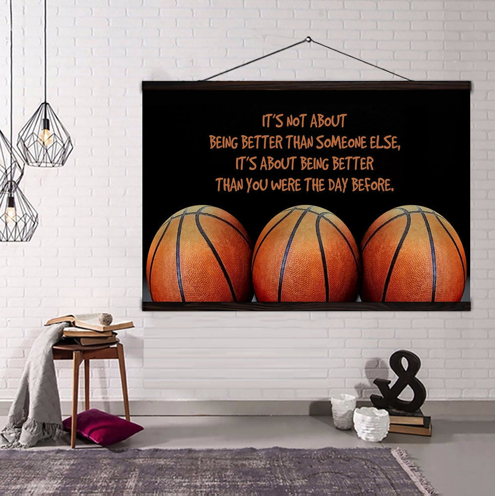 basketball v2 customizable poster canvas - it is not about better than someone else, it is about being better than you were the day before