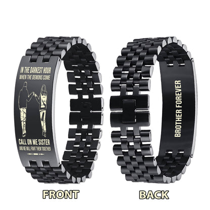 NVL Biker Personalized Double Sided Bracelet Father And Son Best Friends For Life - Message on the back side