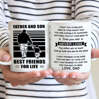 Basketball Be strong-Personalized Mug Father And Son Best Friends For Life - Message on the back side