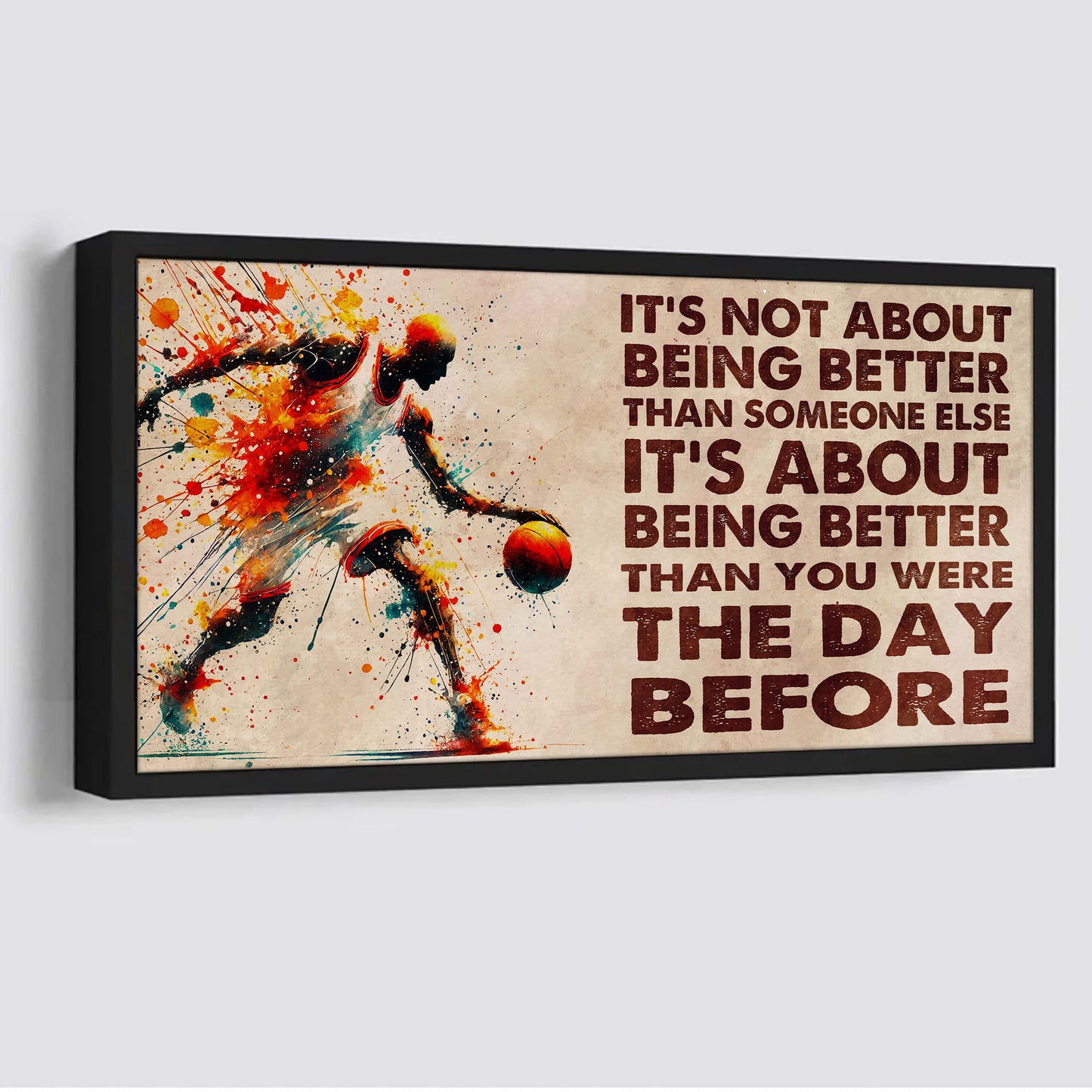 water color hockey poster canvas it is not about being better than someone else