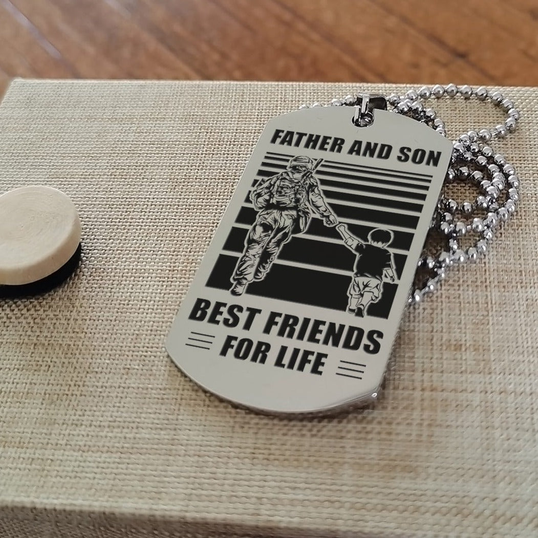 personalized double sided dog tag father and son best friends for life i will be there