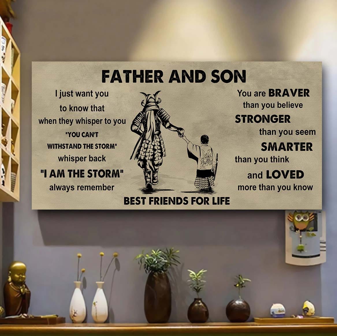 ver 2 drb gk father and son best friends for life - i am the storm poster canvas gift for son from father