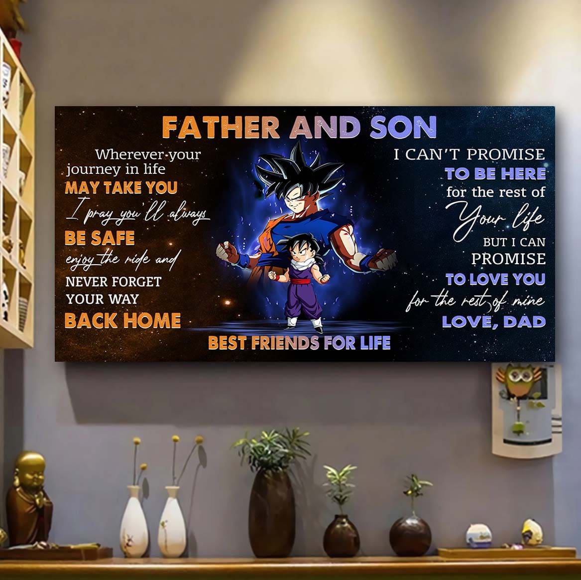 personalized gk to son poster canvas father and son best friends for life - message for your son gifts for him