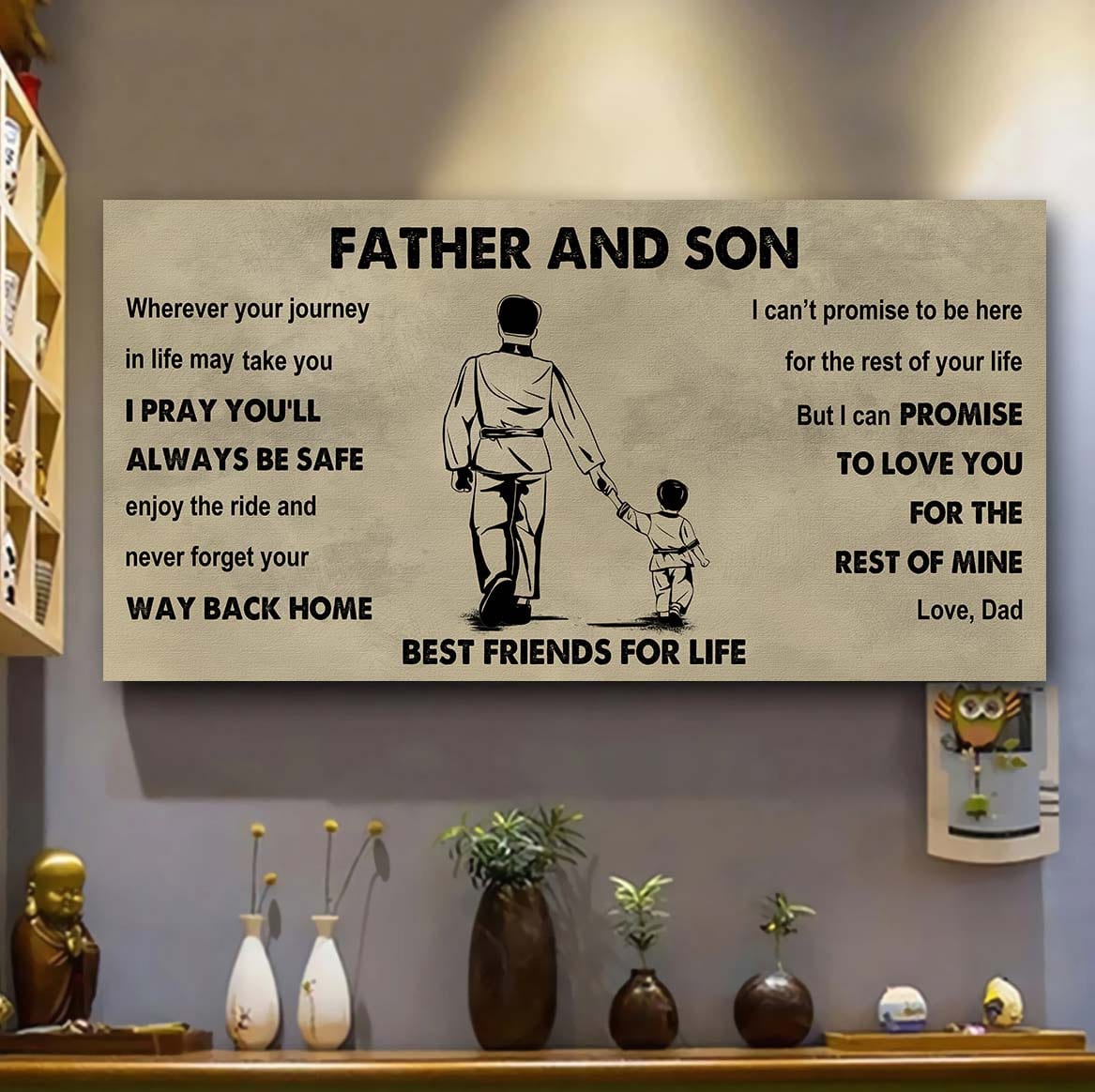 sport-family father and son best friends for life - ver 2 never forget your way back home poster canvas gift for son from father