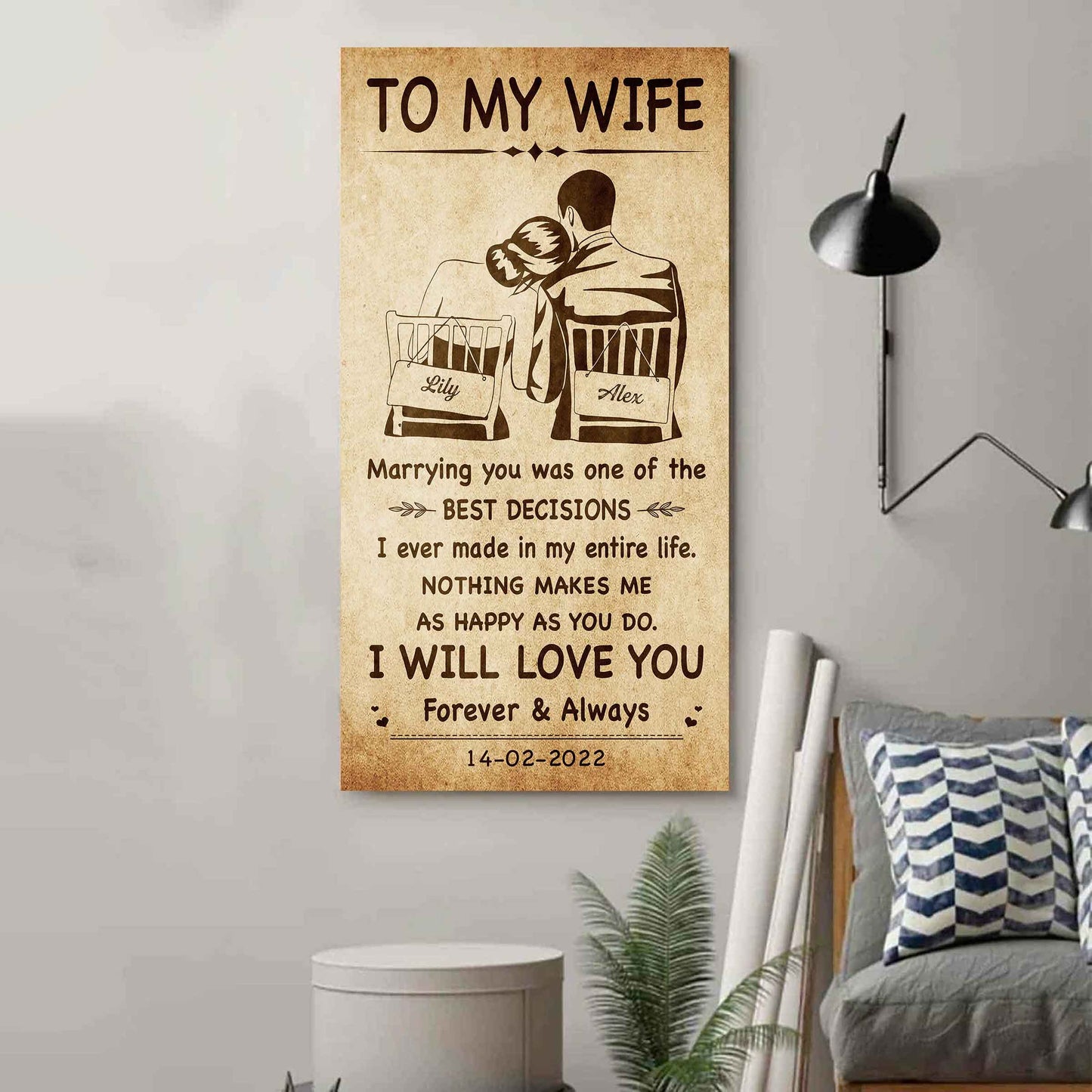 samurai poster canvas to my wife marrying you was one of the best decisions - i will love you forever and always gift for your wife