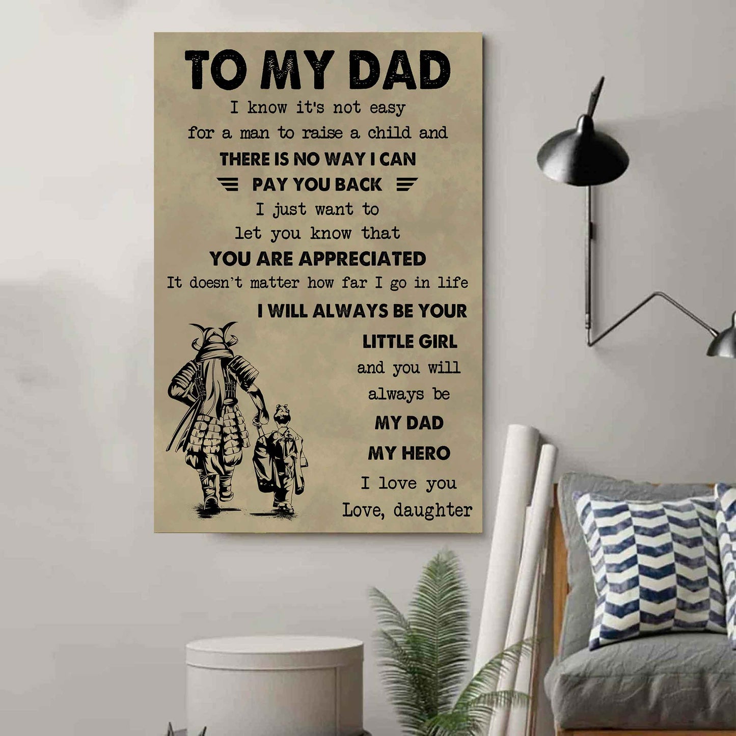 family poster canvas to my dad i know it's not easy to raise a child i will always be your little girl gift from daughter to dad