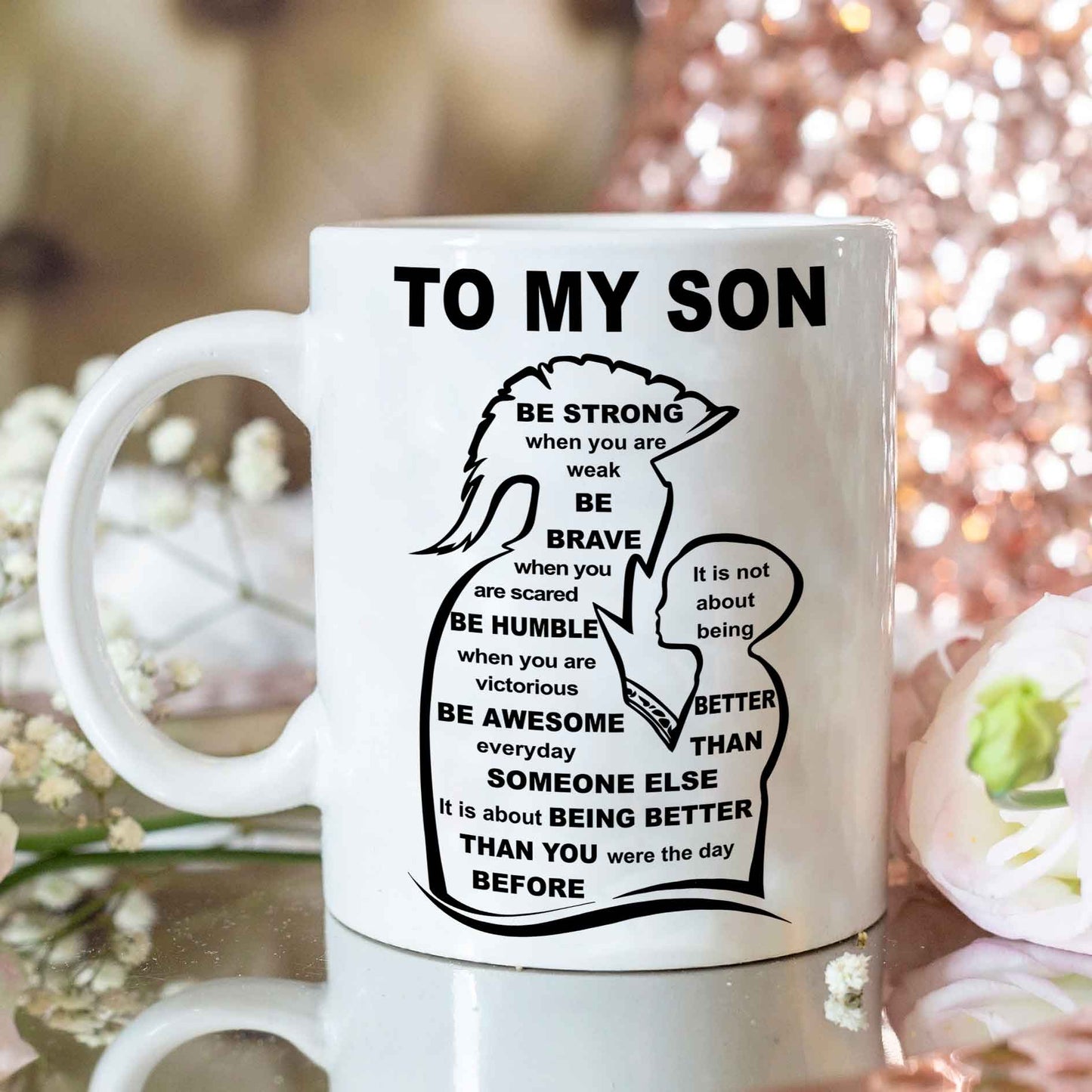 spartan personalized mug to my son from dad with inspiration message