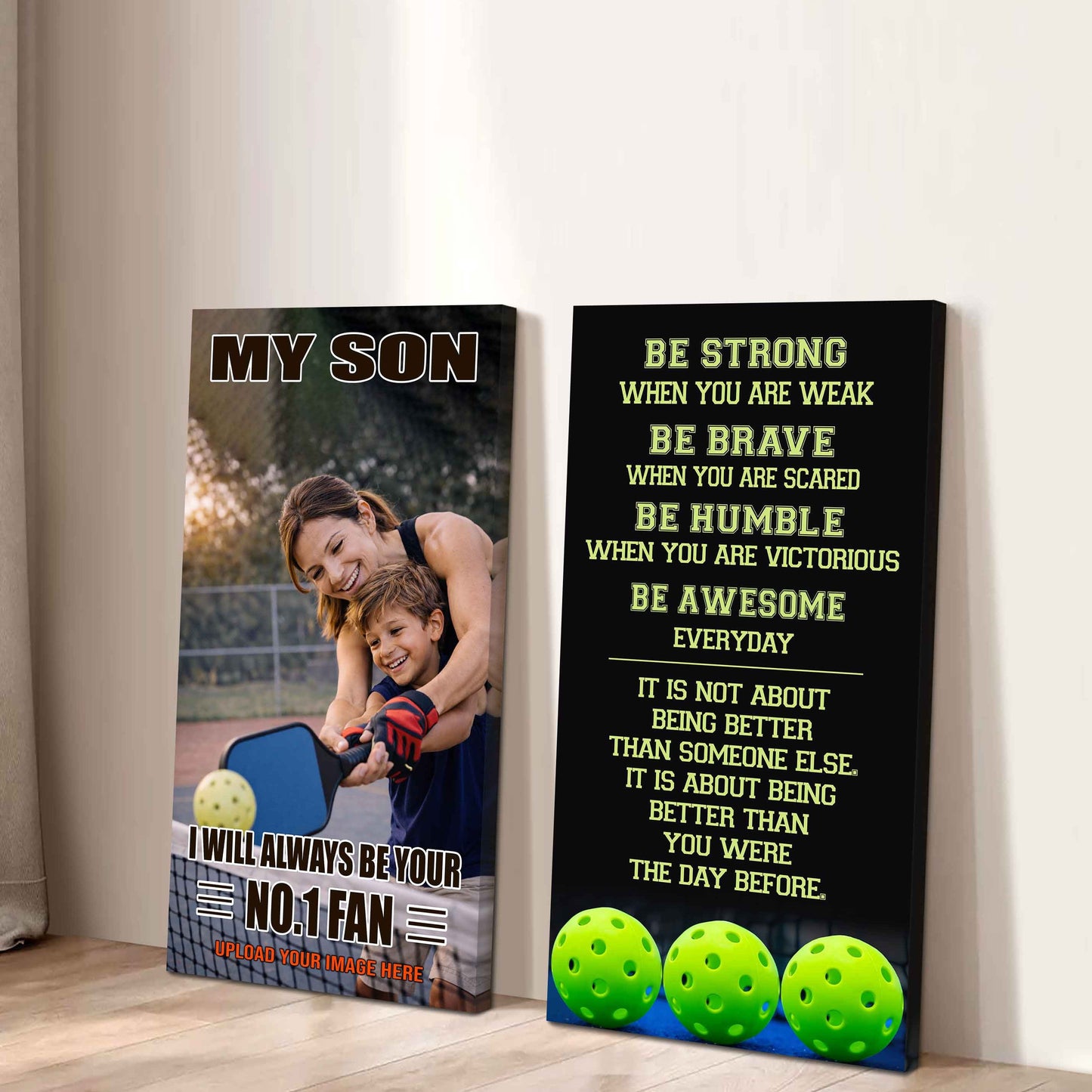 Baseball-My Son Be Strong When You Are Weak Be Awesome Everyday Set 2 Canvas Wall Art From Mom To Son