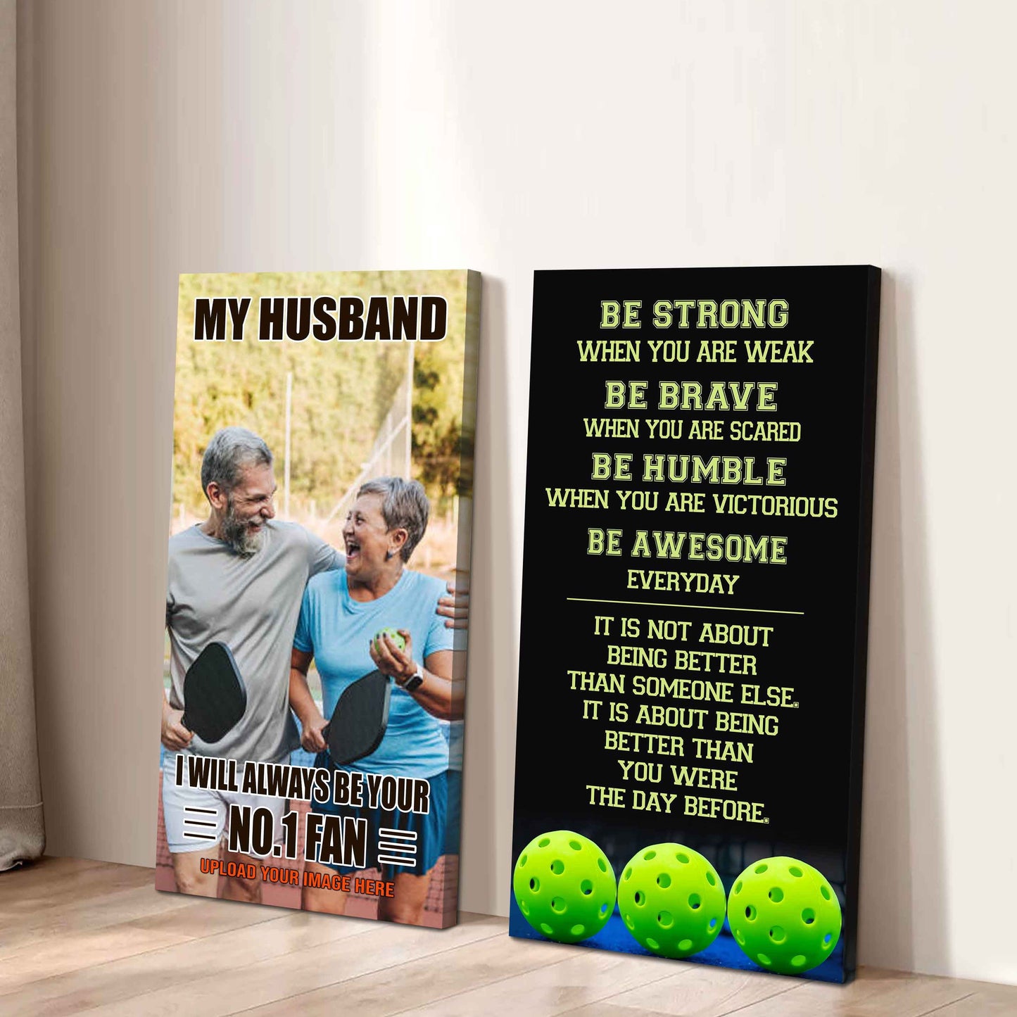 Sport Couple To My Husband Be Strong When You Are Weak Be Awesome Everyday Set 2 Canvas Wall Art