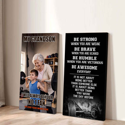 Baseball-My Grandson Be Strong When You Are Weak Be Awesome Everyday Set 2 Canvas Wall Art From Grandma To Grandson