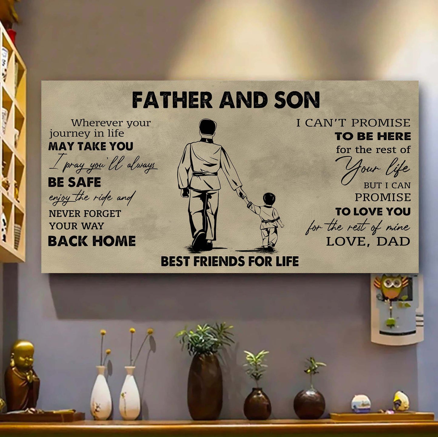 family father and son best friends for life - never forget your way back home poster canvas gift for son from father