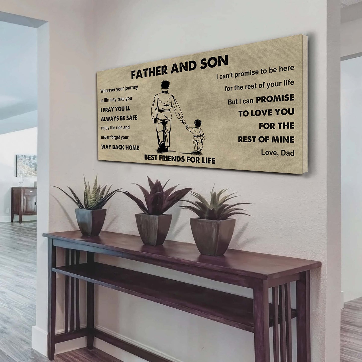 sport-family father and son best friends for life - ver 2 never forget your way back home poster canvas gift for son from father