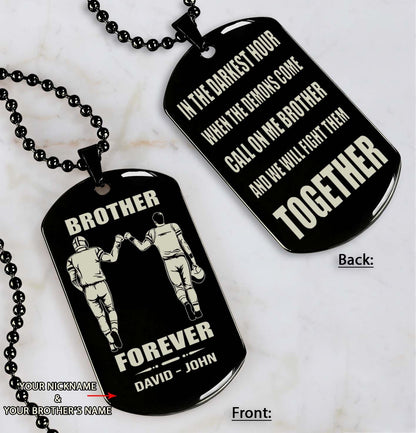 Ver3 Vikings customizable engraved black dog tag double sided gift from brother, brother forever