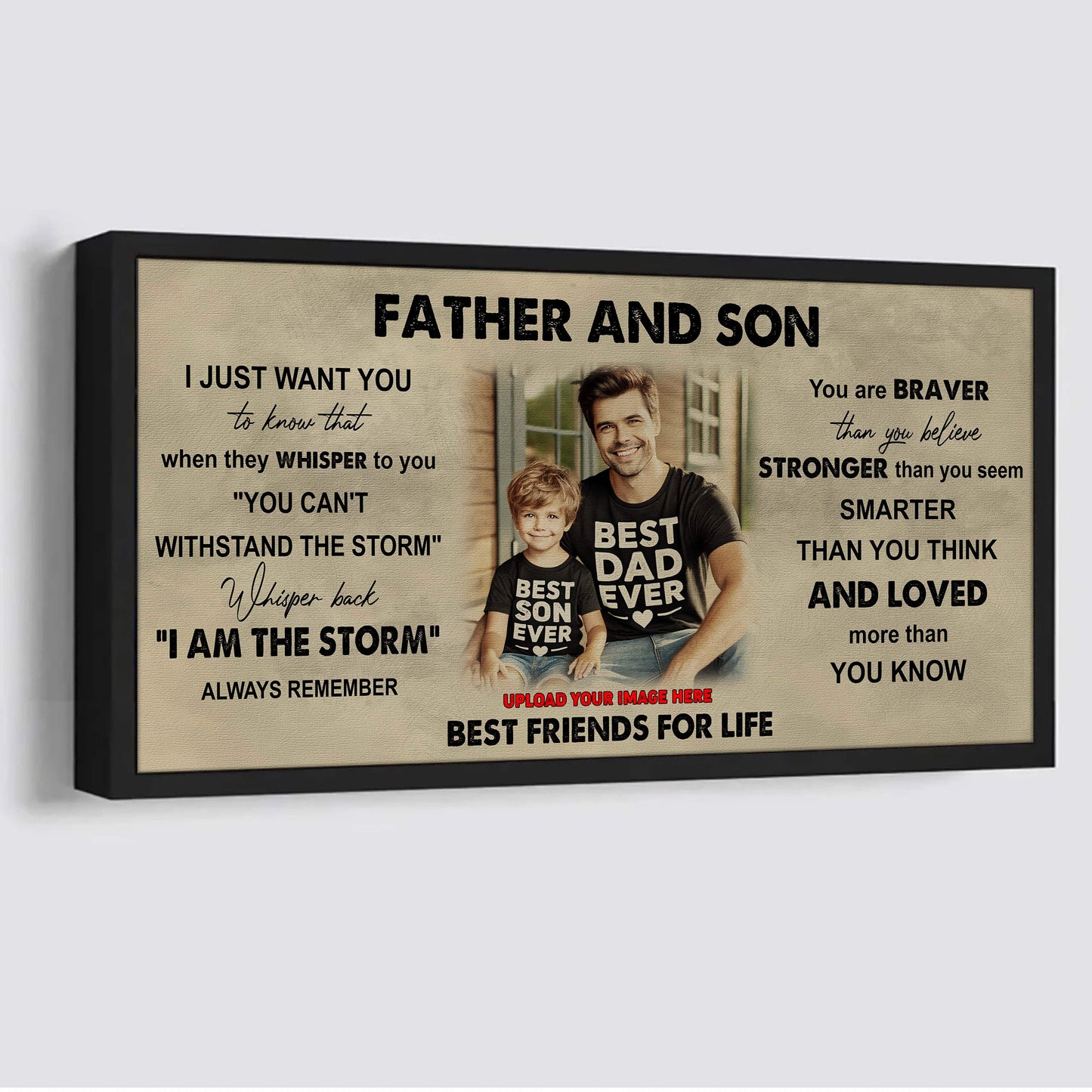 drb father and son best friends for life - i am the storm poster canvas gift for son from father-photo upload