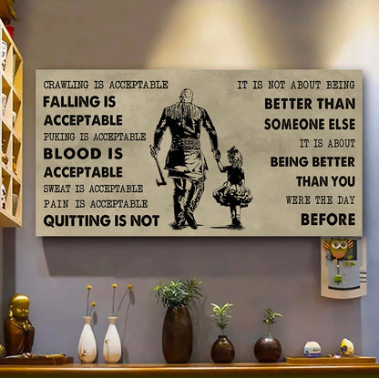 Family Poster Canvas Father And Daughter Quitting Is Not - It Is Not About Being Better Than Someone Else