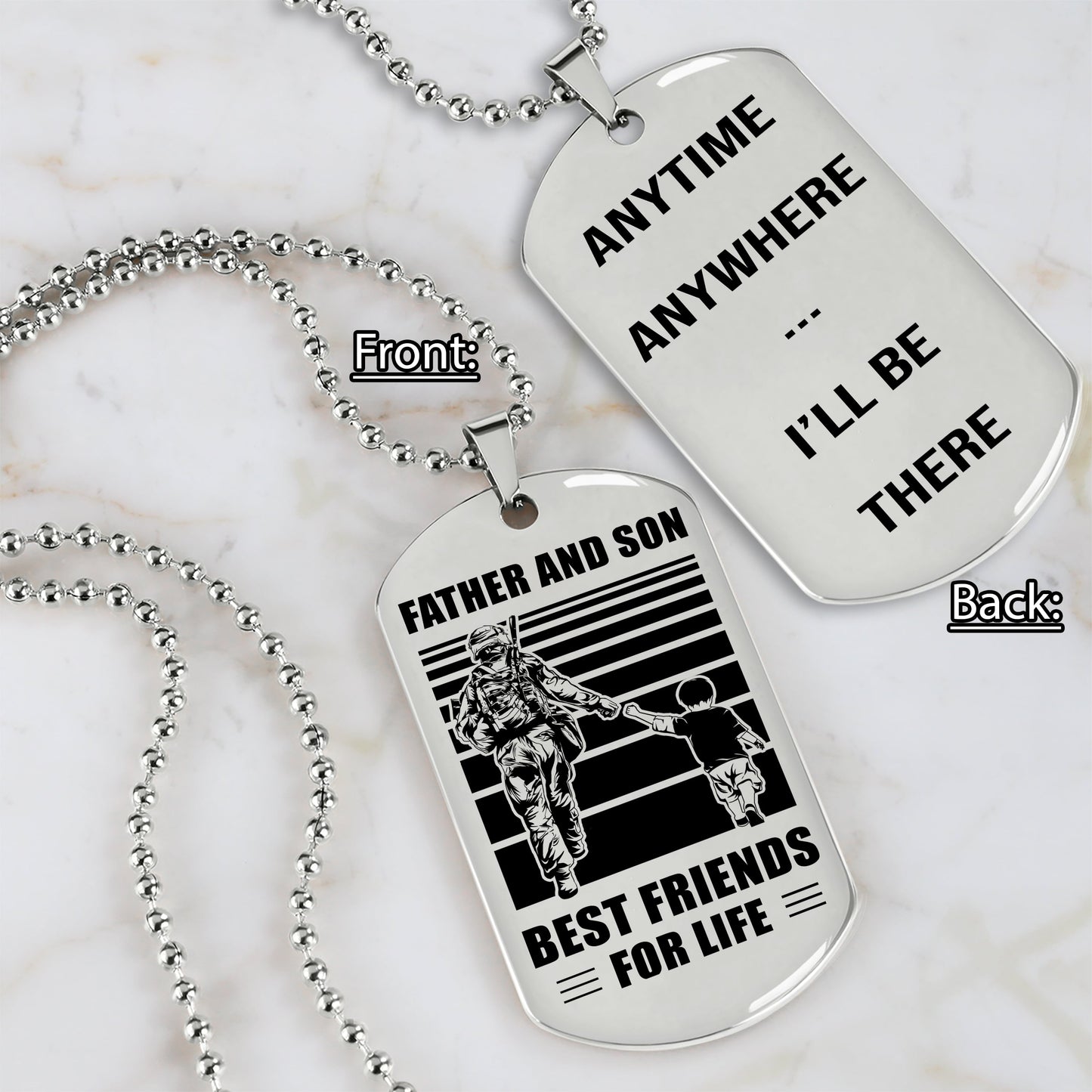 personalized double sided dog tag father and son best friends for life i will be there