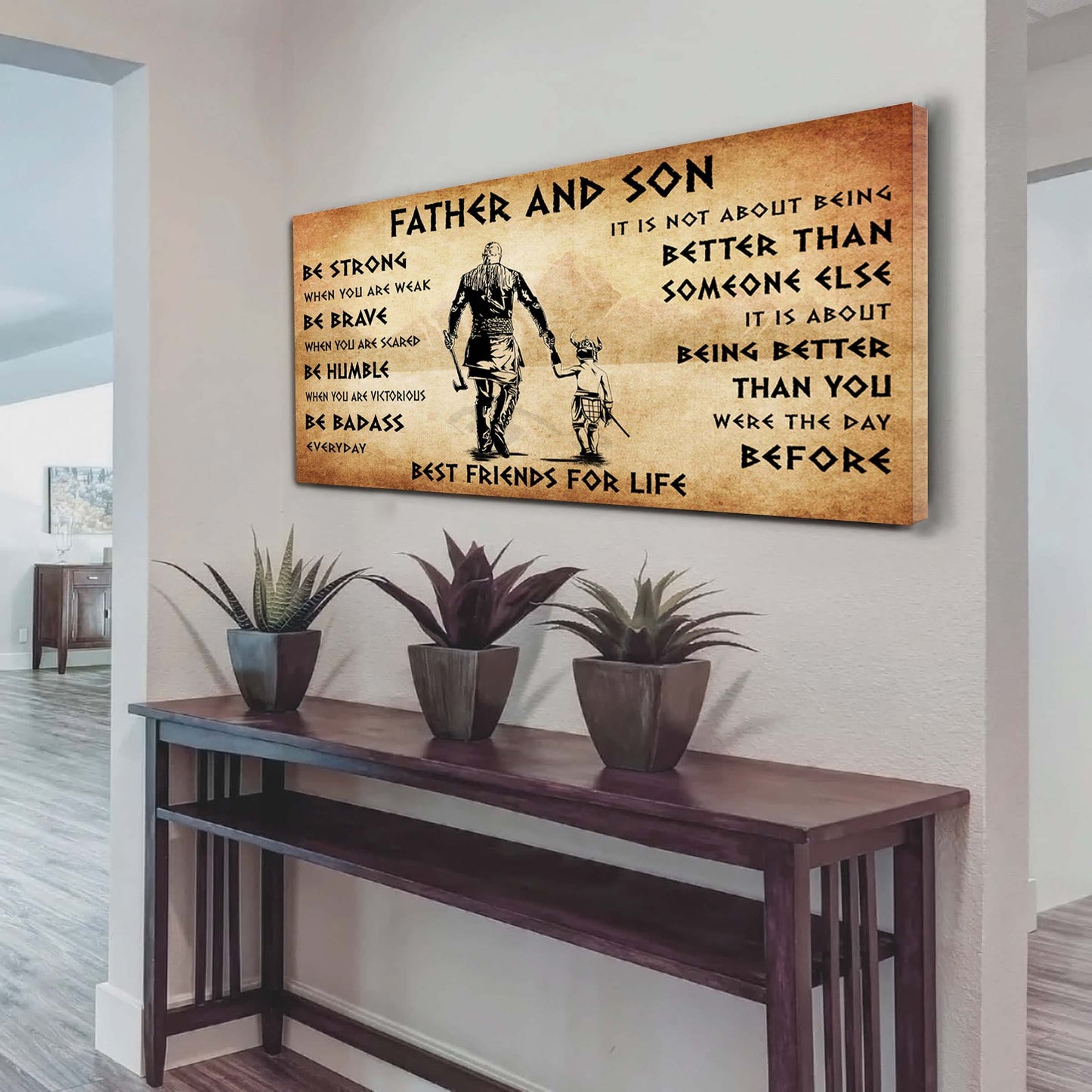 vikings father and daughter best friends for life - be strong when you are weak poster canvas gift for daughter from father-photo upload