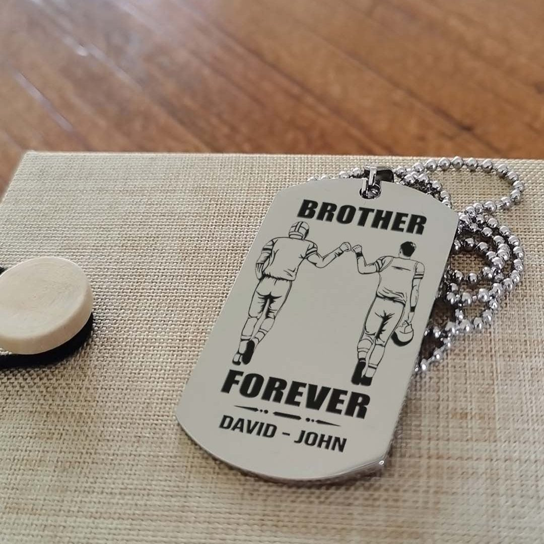 spartan customizable engraved black dog tag double sided gift from brother, brother forever