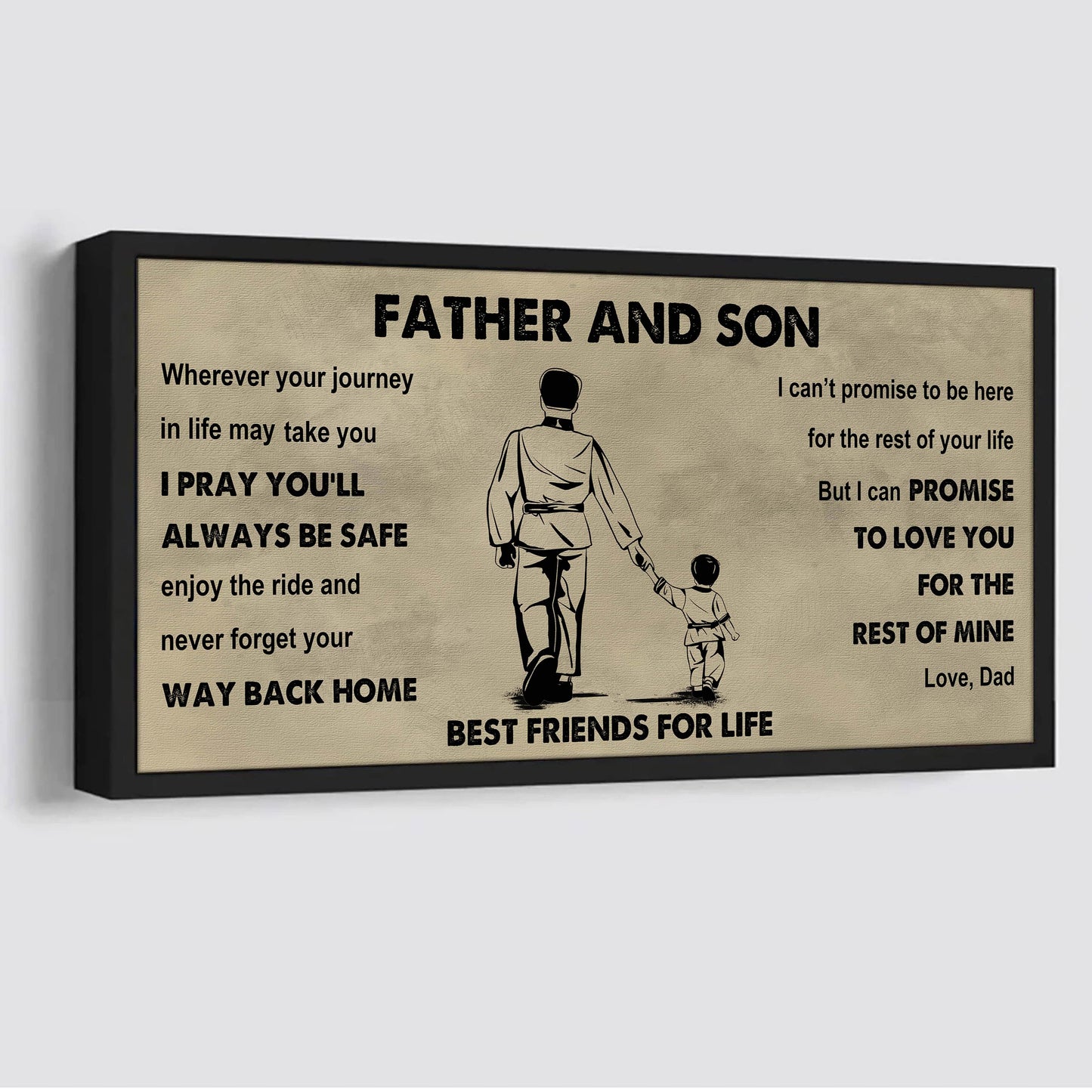 sport-family father and son best friends for life - ver 2 never forget your way back home poster canvas gift for son from father