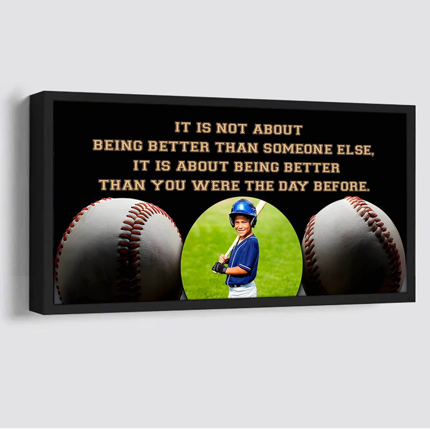 personalized photo soocer canvas it is not about being better than someone else it's about being better than you were the day before