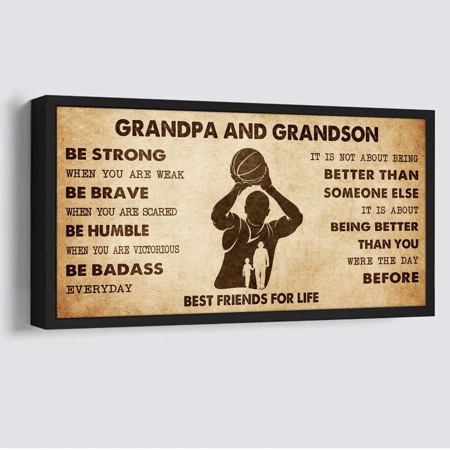 personalized grandpa to grandson poster canvas father and son best friends for life - message for your grandson gifts for him