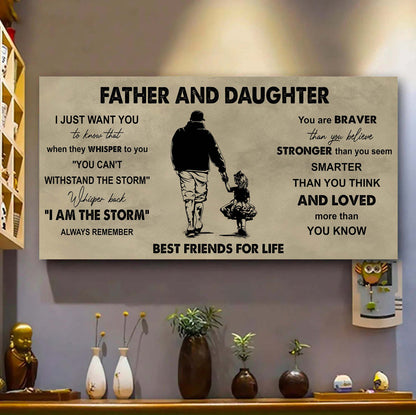 DRB Father And Daughter Best Friends For Life - I Am The Storm Poster Canvas Gift For Daughter From Father-Photo Upload