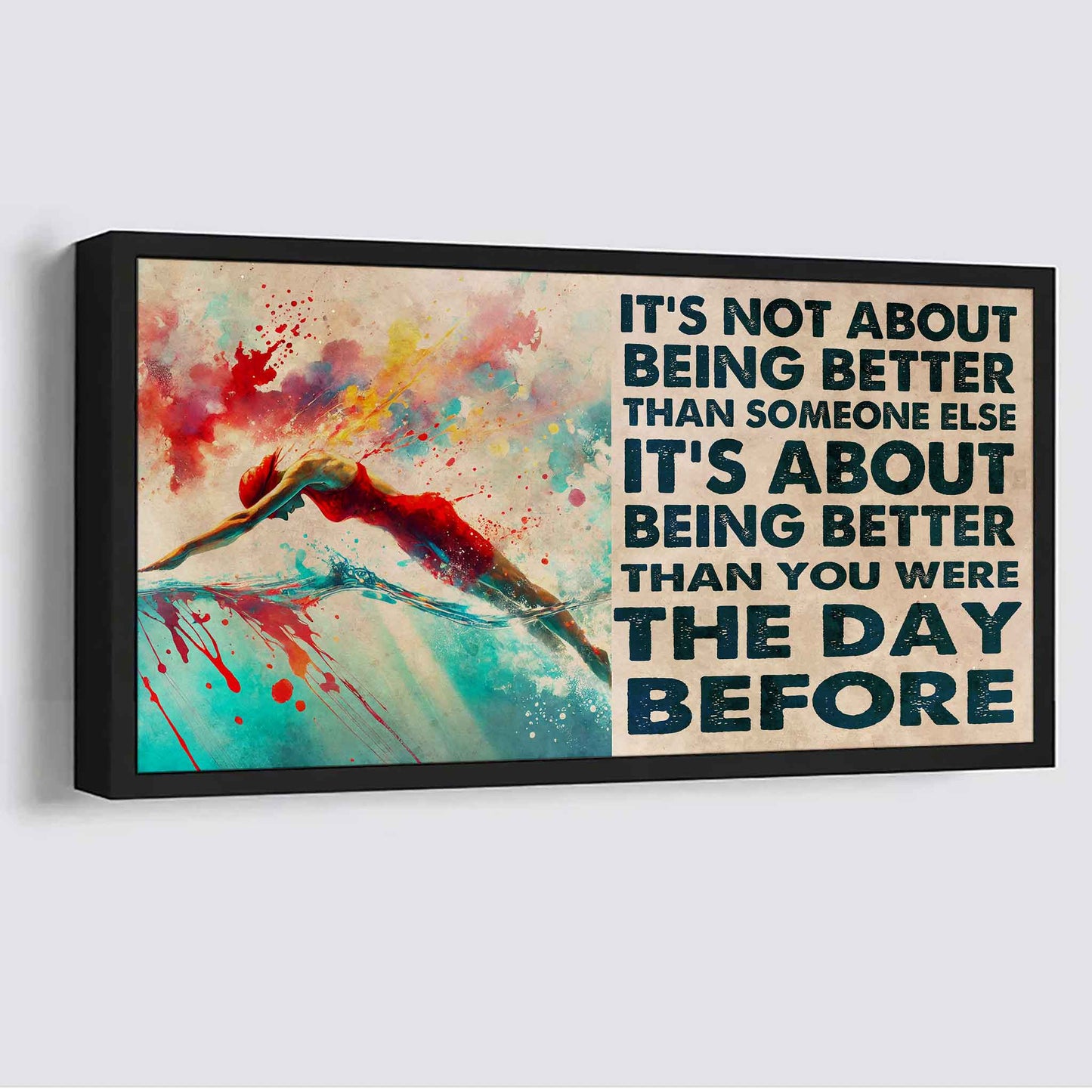 water color woman artistic gymnastic poster canvas it is not about being better than someone else gift for your loving woman