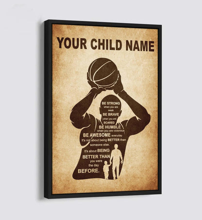 Be Awesome Everyday Personalized Your Child Name From Mom Dad To Son Basketball Poster Canvas Gifts For Your Son