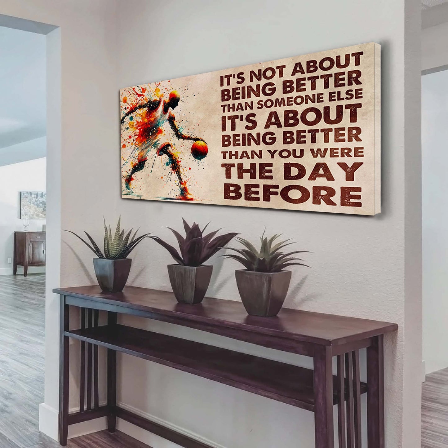 ver 3 water color soccer poster canvas it is not about being better than someone else