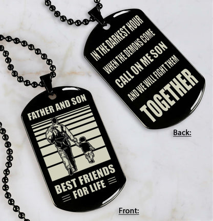 Personalized Double Sided Dog Tag Call On Me Son And We Will Fight Them Together Gifts For Your Son From Dad