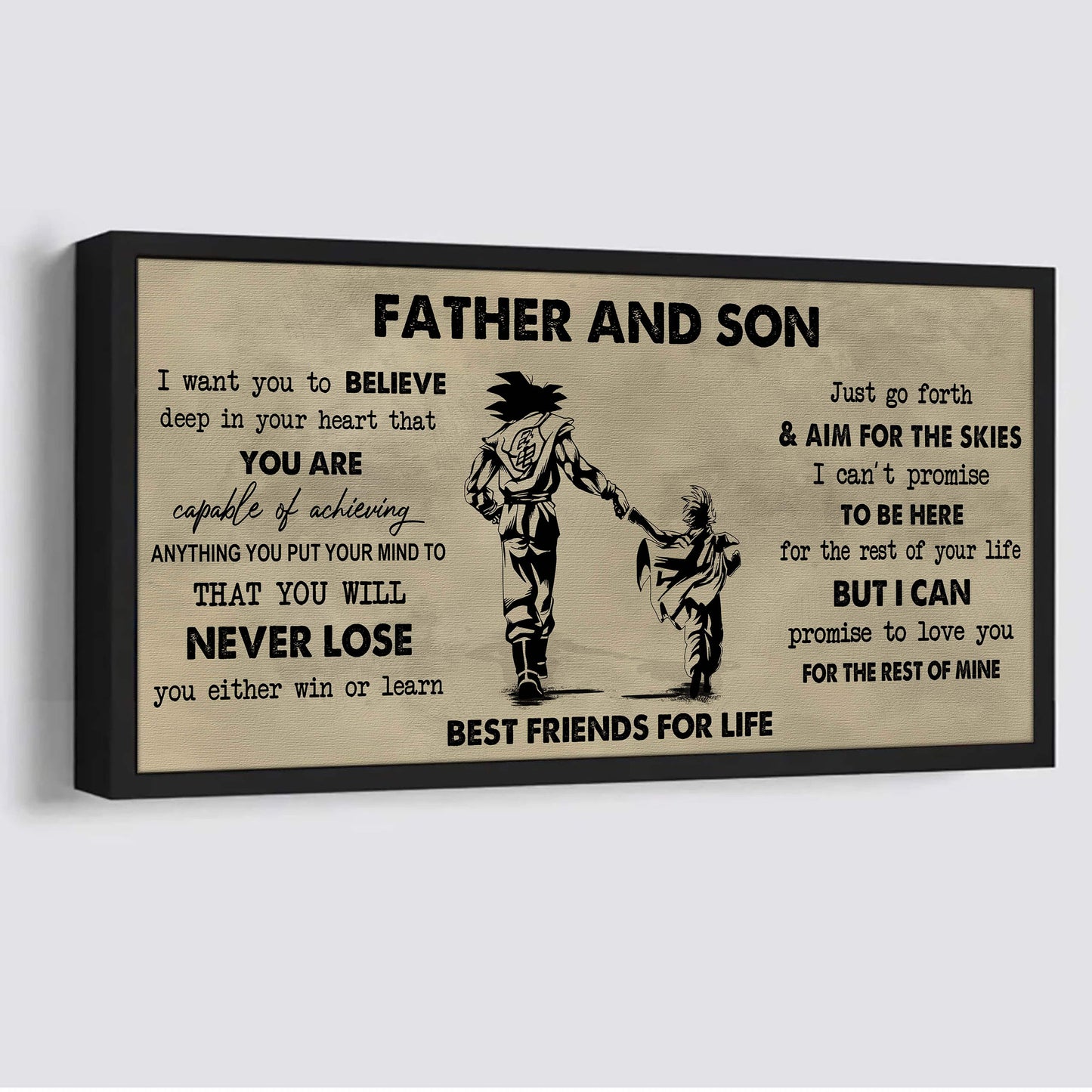 drb father and son best friend for life - you will never lose poster canvas gift for son from father -photo upload