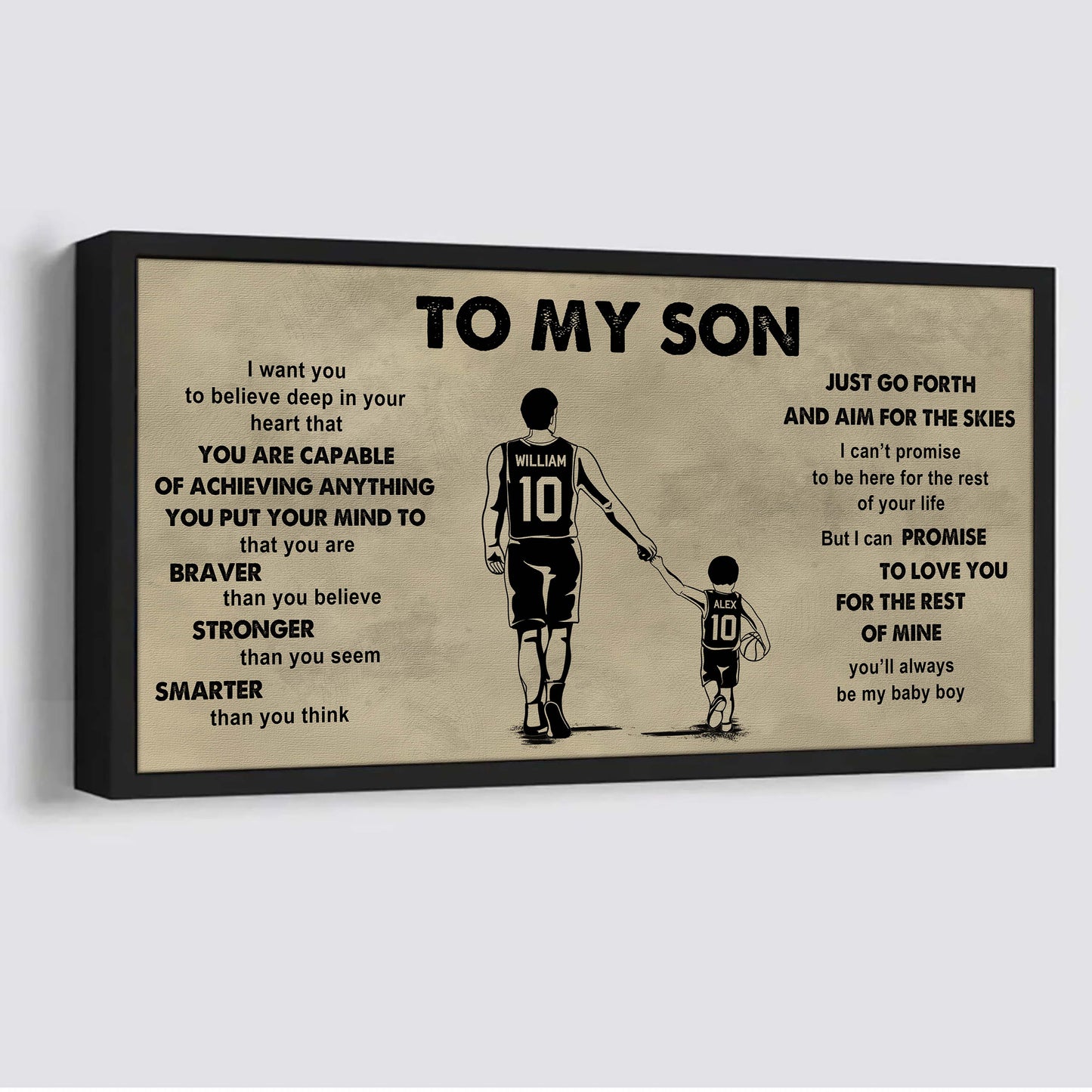 sport - family to my son - that you are braver than you believe poster canvas gift for son from father