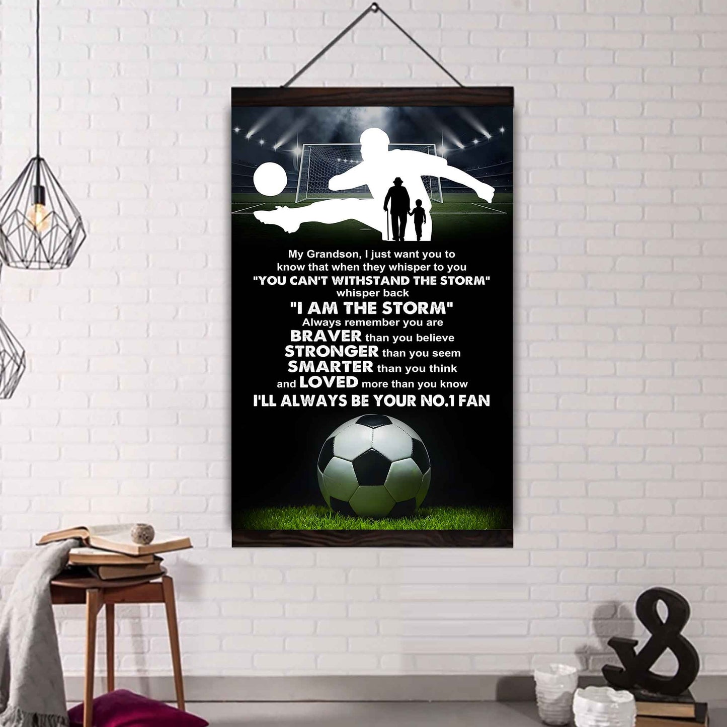 Sport Poster Canvas Granpa To Grandson - Whisper Back I Am The Storm I Will Always Your No 1 Fan