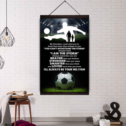 Sport Poster Canvas Granpa To Grandson - Whisper Back I Am The Storm I Will Always Your No 1 Fan