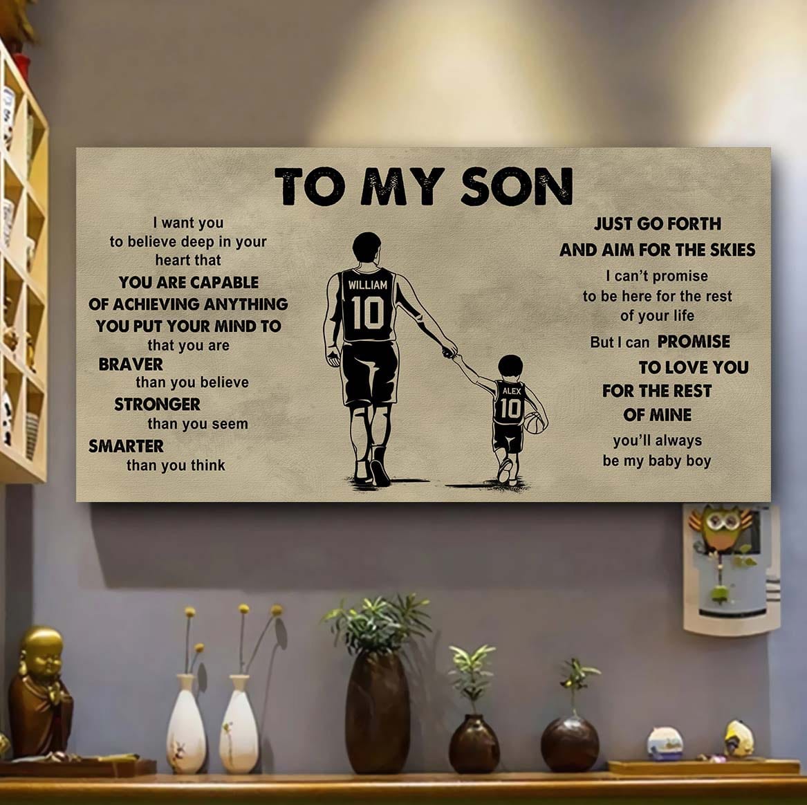 sport - family to my son - that you are braver than you believe poster canvas gift for son from father