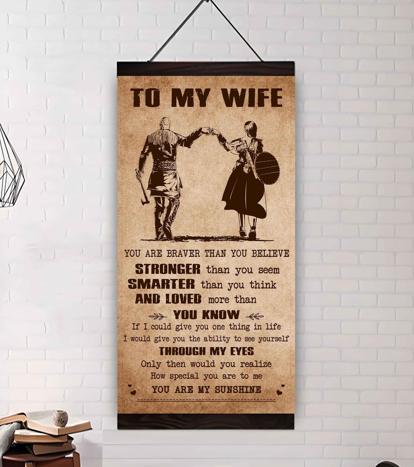 samurai poster canvas you are braver than you believe - you are my sunshine gift for your wife