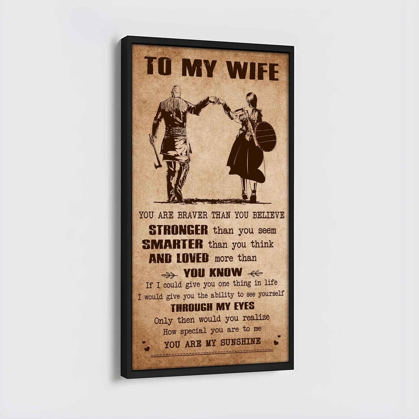 samurai poster canvas you are braver than you believe - you are my sunshine gift for your wife