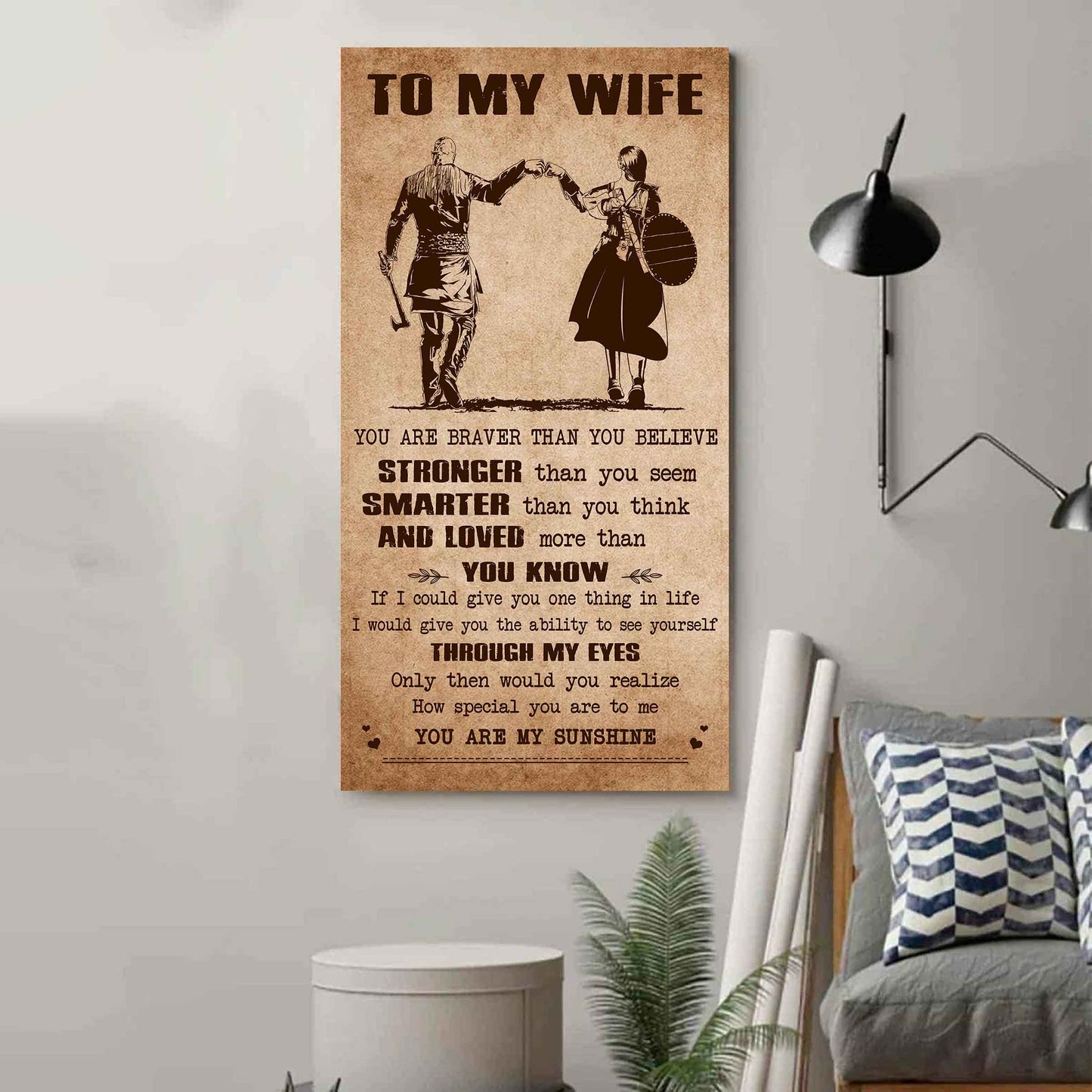 samurai poster canvas you are braver than you believe - you are my sunshine gift for your wife