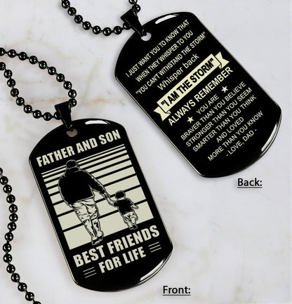 Soldier Personalized Double Sided Dog Tag Father And Son Best Friends For Life - Message on the back side