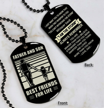 Soccer NVL Personalized Double Sided Dog Tag Father And Son Best Friends For Life - Message on the back side