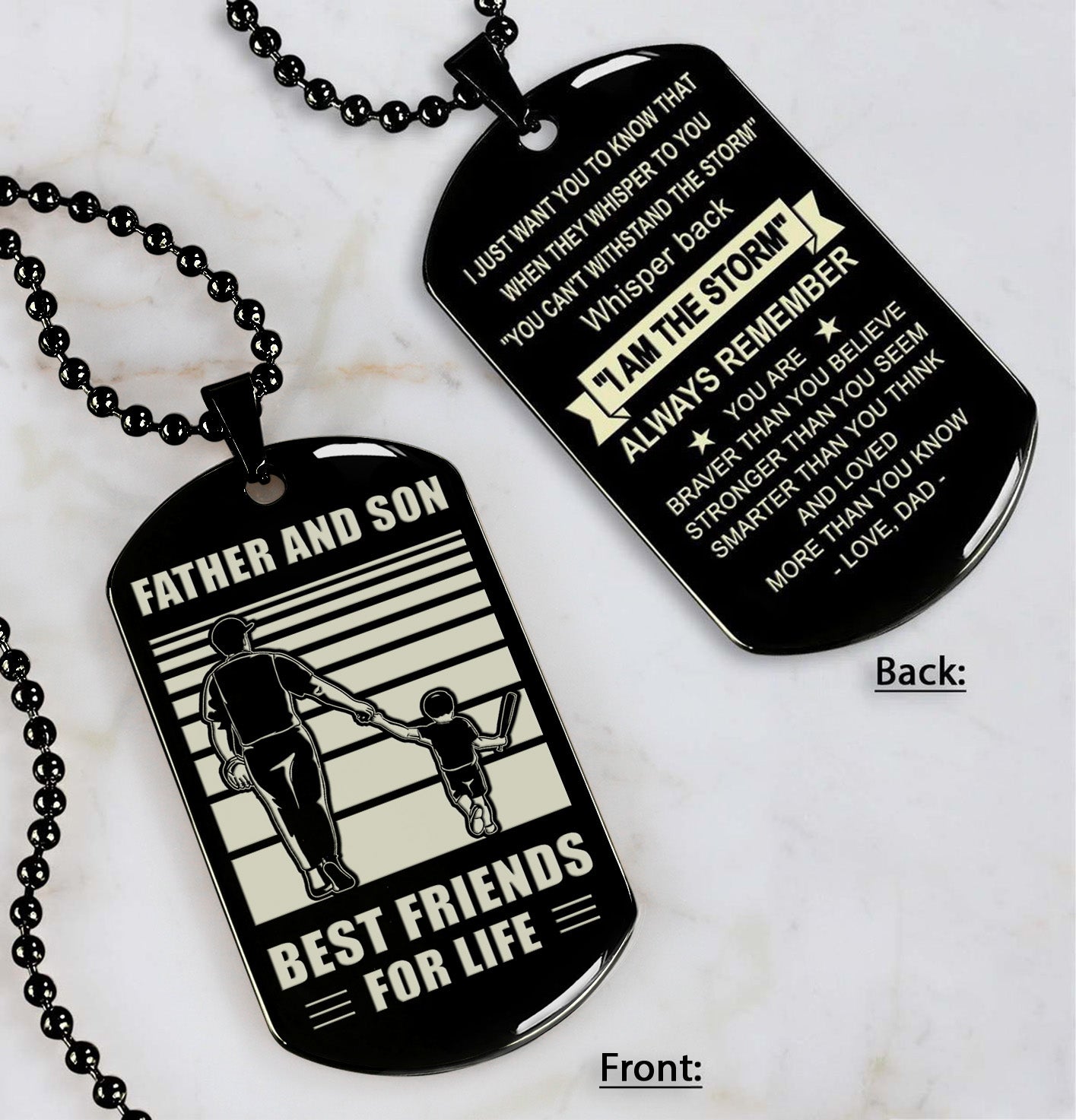 basketball any personalized double sided dog tag father and son best friends for life - message on the back side