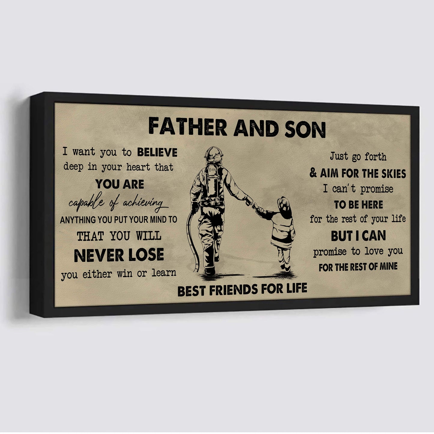 drb father and son best friend for life - you will never lose poster canvas gift for son from father -photo upload