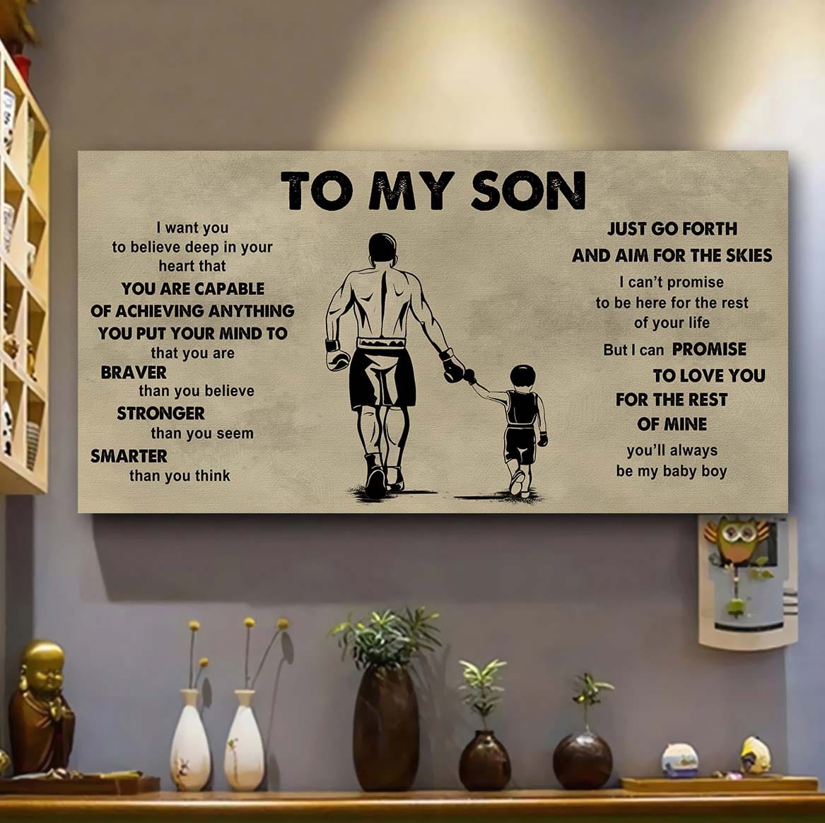 sport - family to my son - that you are braver than you believe poster canvas gift for son from father