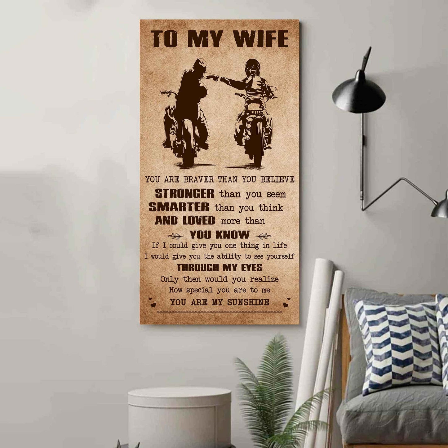 samurai poster canvas you are braver than you believe - you are my sunshine gift for your wife