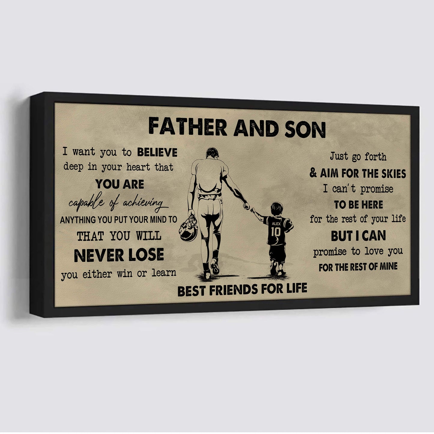 father and son best friend for life - you will never lose poster canvas gift for son from father