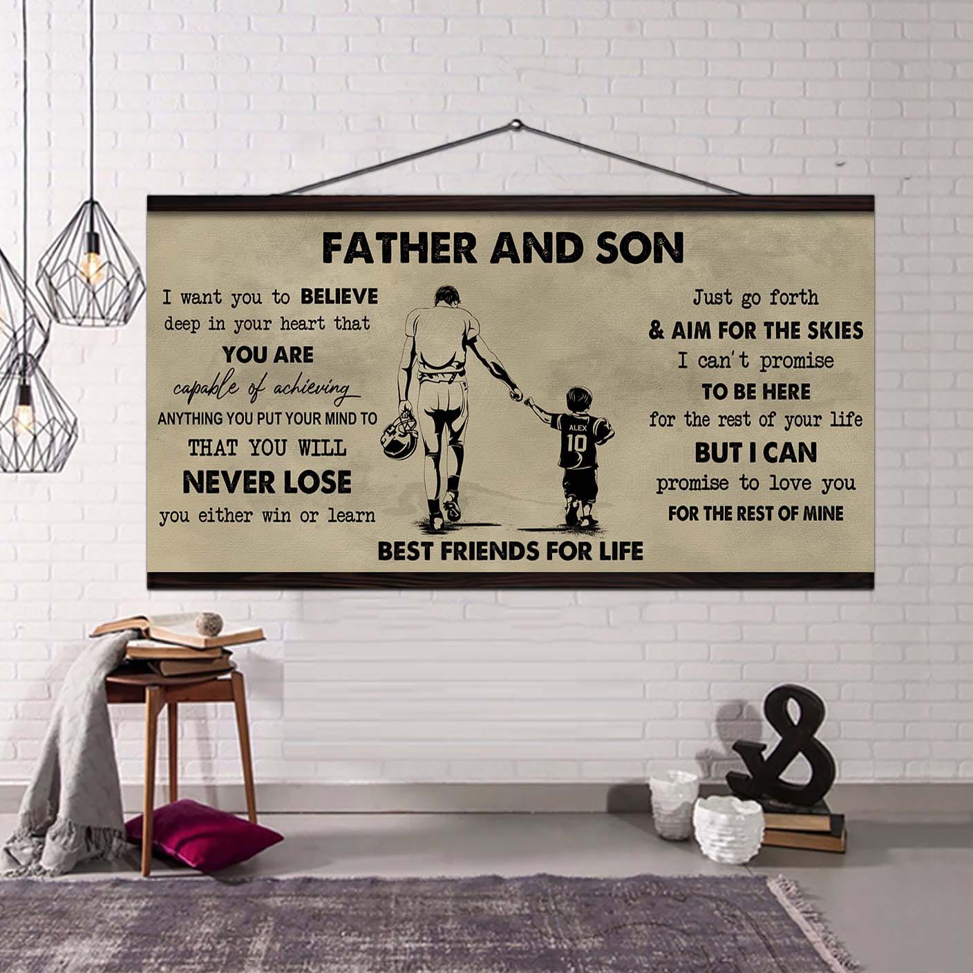 father and son best friend for life - you will never lose poster canvas gift for son from father