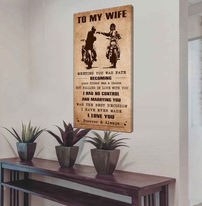 DRB VGT- Poster Canvas To My Wife Meeting You Was Fate - I Love You Forever And Always Gift For Your Wife