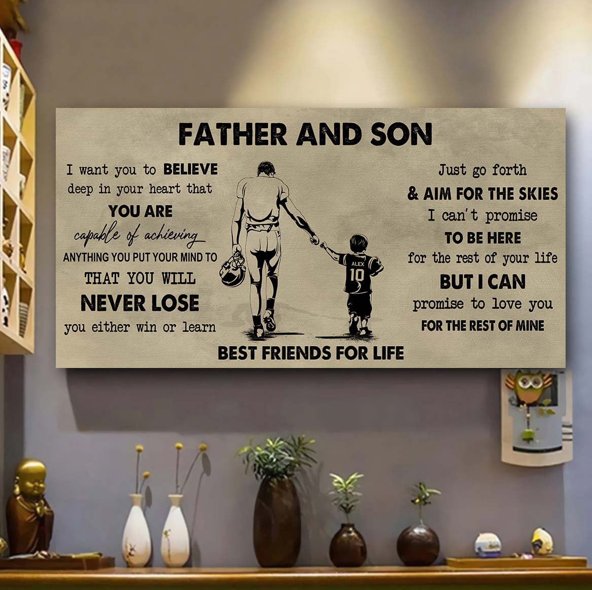 father and kids best friend for life - you will never lose poster canvas